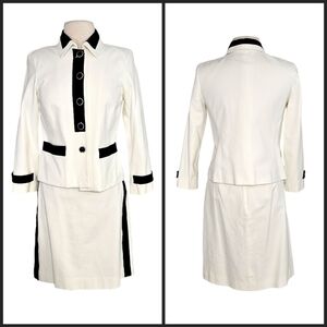 New Worth White and Black 2 Piece Skirt Suit Set